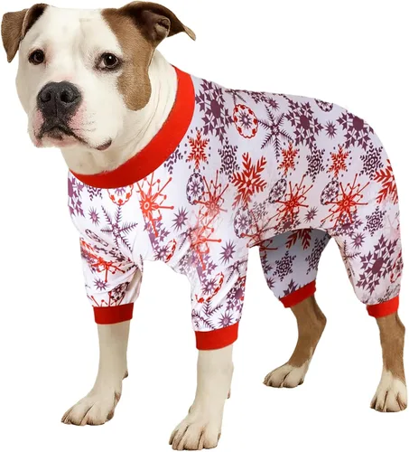 Vista 11 de Lovinpet Ropa para perros Pitbull – Lucky Stars - Ropa acogedora para perro, ajuste delgado, mameluco de Pitbull, pijama ligero sin botones, pijamas