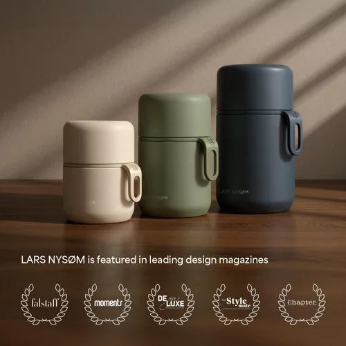 Vista 5 de LARS NYSØM Tarro de alimentos con aislamiento al vacío de acero inoxidable - Olla de almuerzo y frasco de almuerzo a prueba de fugas para alimentos