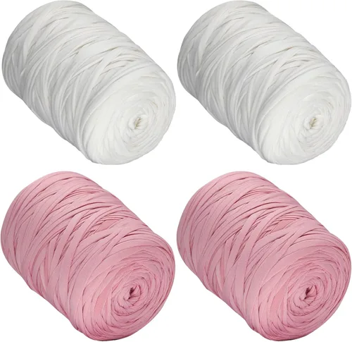 Vista 48 de 400g de hilo de tela elástica para tejer con ganchillo para DIY, 119 metros de hilo de espagueti grueso para tejer para proyectos de bolso, cesta