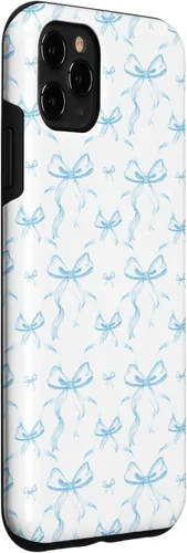 Vista 3 de Cintas y lazos estéticos de color azul claro para iPhone 11 Pro Max en estuche de acuarela