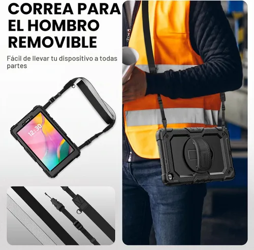 Vista 6 de Timecity Funda para Samsung Galaxy Tab A 8.0 2019 SM-T290/T295/T297 Negro+Negro