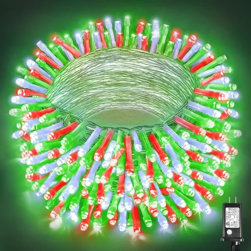 Vista 10 de Guirnalda de luces navideñas con 100 LEDs, tira de 33 pies, 8 modos, conectable, impermeable, parpadeante, con temporizador y memoria, para Azul