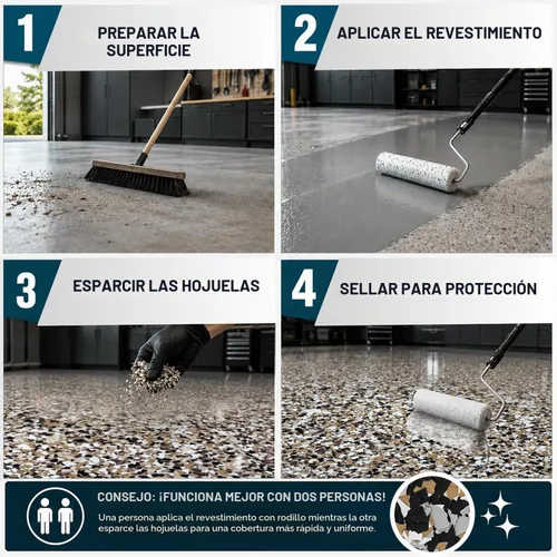Vista 5 de RUST BULLET Copos de color decorativos – marrón otoñal – Personaliza pisos de concreto con 1 libra de chips de vinilo duraderos y resistentes a
