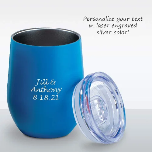 Vista 3 de Vaso personalizado de acero inoxidable verde de 12 onzas con tapa acrílica de cierre deslizante - Grabado gratis