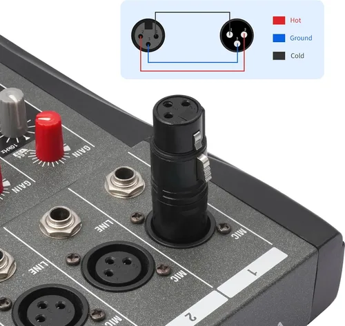 Vista 4 de Adaptador de audio XLR macho a hembra, conector de acoplamiento de bloqueo seguro de carcasa negra, transmisión de señal sin pérdida de 3 pines