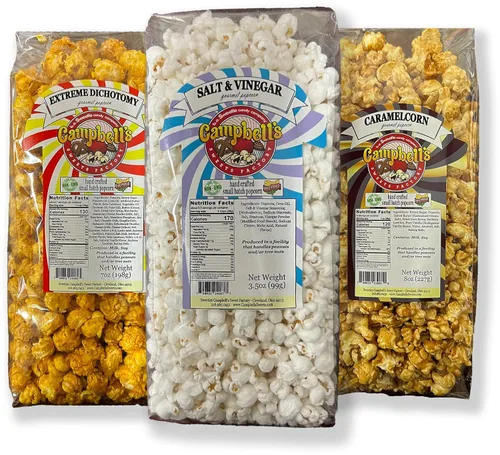 Vista 6 de Campbell's Sweets Factory Sabores gourmet de palomitas de maíz con sabor a cheddar, Buffalo Ranch y Nacho Jalapeño, paquete de regalo variado de 3