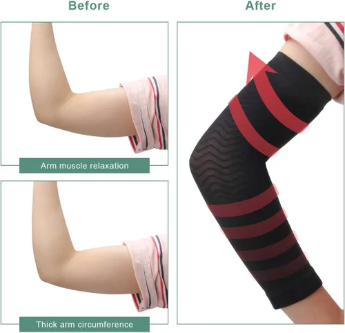 Vista 3 de adecco LLC 2 Par Brazo de Compresión de adelgazamiento Shaper ayuda a tono Forma superior Armas Sleeve