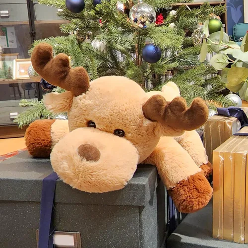 Vista 6 de WEIGEDU Adorable caribou - Peluche de reno y alce peludo, juguete de peluche para niños, bebés, niños, decoración de cumpleaños, hora de dormir, 13