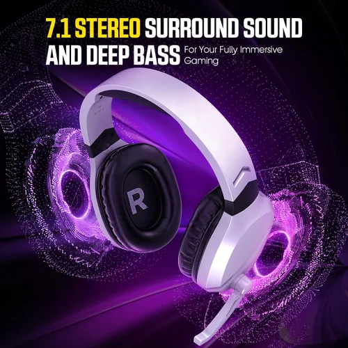 Vista 5 de Wireless Gaming Headset with Noise Canceling Microphone for PS5, PC, PS4, 2.4GBluetooth Gaming Headphones with USB and Type-c Connector, Wired Mode