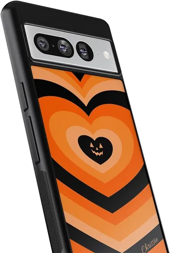 Vista 2 de Funda de goma negra personalizada con corazones de Halloween compatible con Google Pixel 10, 10 Pro, 10 Pro XL, 9a, 9 Pro, Pixel 9, Pixel 9 Pro XL