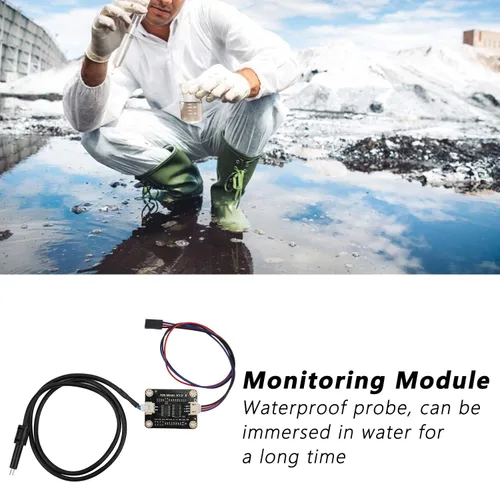 Vista 2 de Sensor de conductividad de agua, sensor hidropónico de agua doméstica con sonda impermeable para enseñanza de análisis de calidad líquida