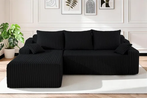 Vista 9 de HABUTWAY Sofá modular modular de 101 pulgadas con asiento profundo, moderno sofá convertible en forma de L, sofá tapizado con diván para sala
