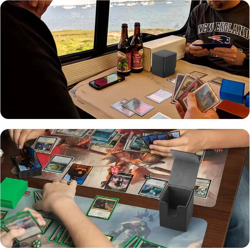 Vista 6 de Caja de cubierta TCGUARD para almacenamiento de cartas MTG, con capacidad para 100 o más cartas con funda individual, forro de microfibra y caja