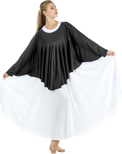 Vista 2 de Danzcue Camiseta de baile con ala de ángel para mujer Negro