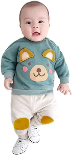 Vista 2 de Ropa para bebé niño pequeño, conjuntos de otoño e invierno, sudadera de manga larga con oso y pantalones, conjunto de 6 meses a 2 años