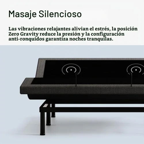 Vista 3 de Adjustable Comfort - Base de cama ajustable tapizada y cómoda 2.0 con motores mejorados, masaje, control remoto inalámbrico, puerto USB