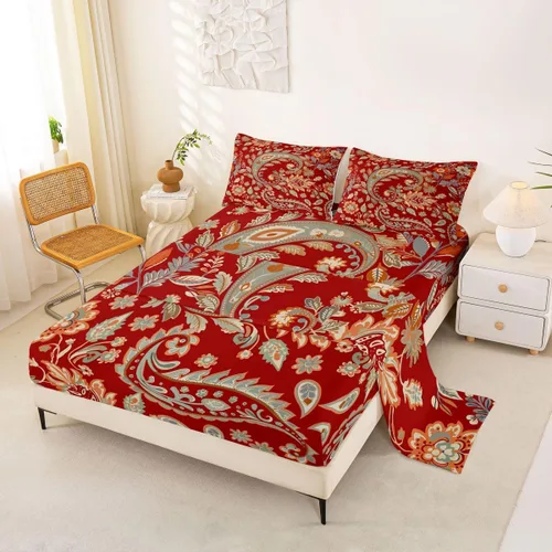 Vista 15 de Juego de sábanas de cachemira para niños, juego de sábanas de estilo bohemio exótico con bolsillo profundo para decoración de habitación de niños