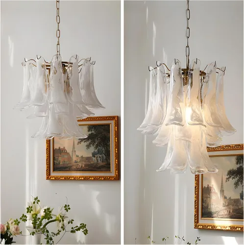 Vista 7 de Ceiling Light Modern Gold Chandeliers,Creative Round Crystal Glass Chandelier with 6- Cloud Glass Pendant Fixture Lamp