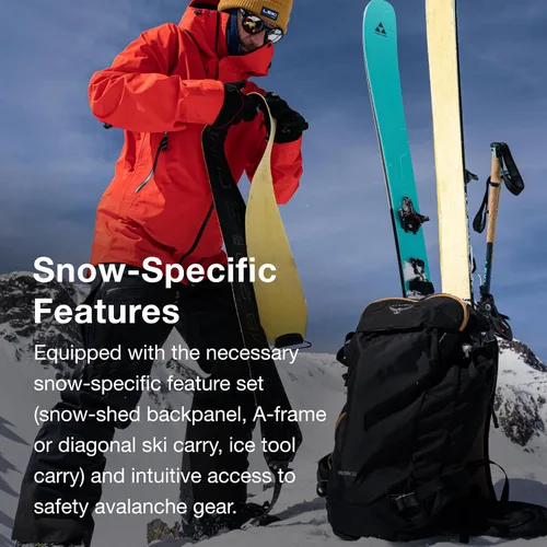 Vista 5 de Osprey Soelden 22L - Mochila de esquí y snowboard para hombre, color amarillo artesano