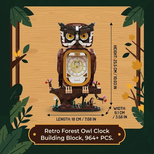 Vista 3 de HJPLPXH Juego de bloques de construcción de reloj de búho, reloj de trabajo real, kit educativo de construcción STEM para niños, perfecto