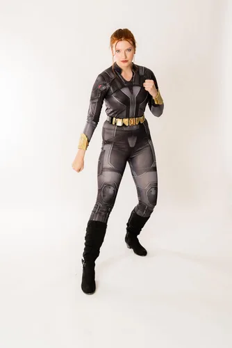 Vista 2 de Rubie's Marvel Studios Black Widow Movie Deluxe - Disfraz de traje negro para mujer