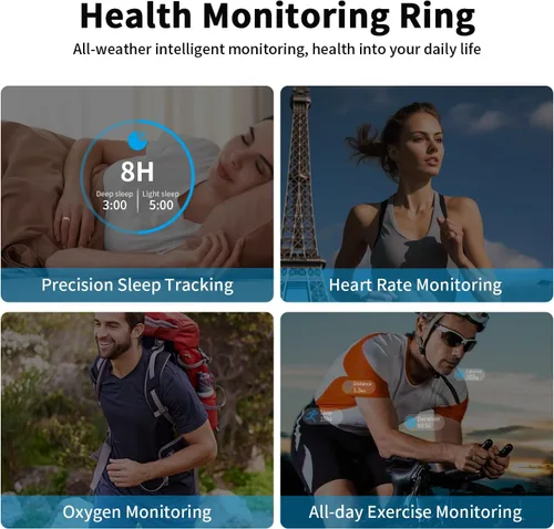 Vista 3 de Anillo inteligente, rastreador de actividad física para mujeres y hombres, contador de pasos, frecuencia cardíaca, oxígeno en sangre, calorías