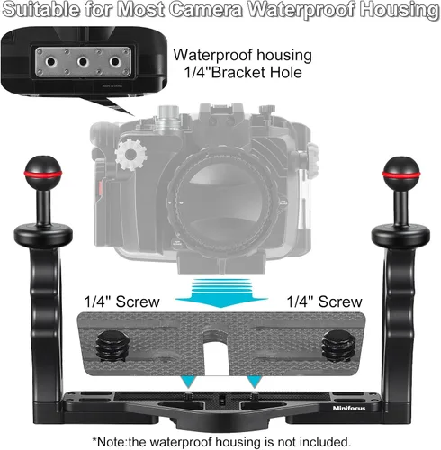 Vista 9 de MINIFOCUS Soporte de bandeja para mango de cámara subacuática, soporte estabilizador de video de aleación de aluminio extensible con soporte
