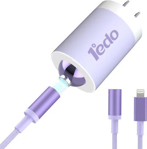 Vista 14 de Juego de cargador magnético, bloque de carga rápida de 20 W con cable de 6 pies, innovador cable de nailon magnético compatible con iPhone