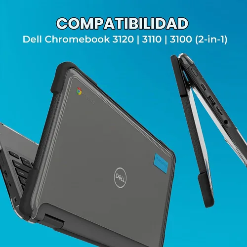 Vista 2 de Gumdrop SlimTech - Funda para Chromebook Dell 3120 de 11.6 pulgadas, 3110 3100 (2 en 1), funda protectora para laptop rígida a presión para niños