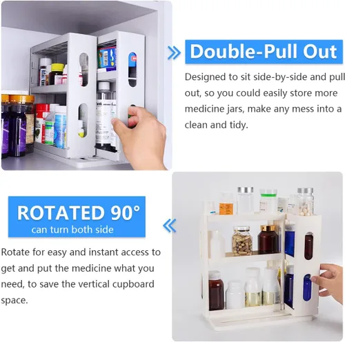 Vista 4 de Dutiplus Organizador de Medicinas 2 Estantes de Tres Niveles Gabinete Estante de Almacenamiento Organizador para Guardar Vitaminas, Suplementos
