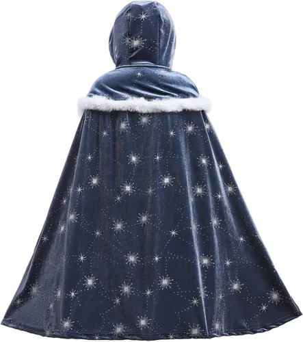 Vista 4 de Capa con capucha de lujo para niñas 2023 para disfraz de princesa Elsa