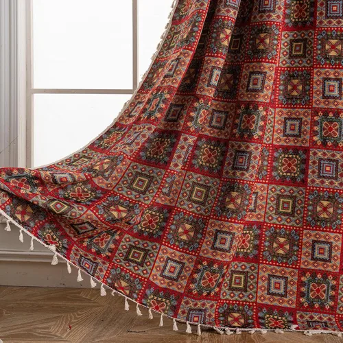 Vista 11 de ENJOYBRIDAL - 2 paneles de cortinas, florales, estilo bohemio, de granja, rústico o clásico, semitraslúcidas, con bolsillo para cortinero y borlas