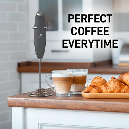 Vista 490 de Zulay Milk Boss Espumador de leche potente manual, hace espuma para latte, batidor para mezclar bebidas, café, miniespumador para capuchino, frappé
