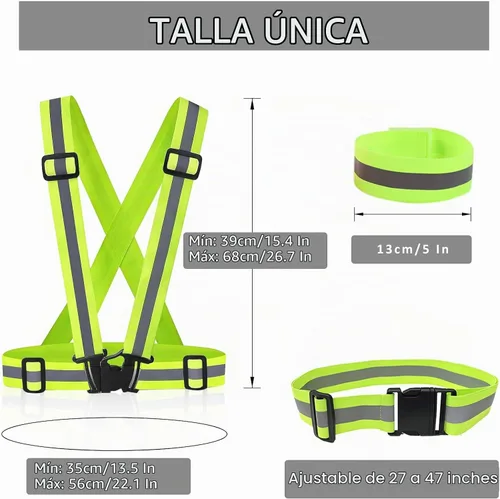 Vista 2 de Chaleco reflectante - Chaleco reflectante para correr, chaleco reflectante para correr con correas de seguridad, reflector de alta visibilidad Kit
