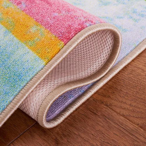 Vista 5 de SAFAVIEH Colección de pinceles de pintura lavables para alfombras – Alfombra de pasillo de 2 pies 2 pulgadas x 8 pies, azul y verde, antideslizante