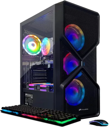 Vista 10 de STGAubron Computadora de escritorio para videojuegos, AMD Ryzen 3 3200G 3.6 GHz, Radeon RX 580 8G GDDR5, 16G RAM, 512G SSD, WiFi 600M, BT 5.0
