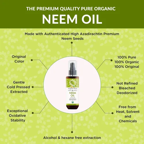 Vista 3 de Organic Veda Aceite de neem puro, prensado en frío y orgánico para piel, cabello, cara, cuerpo, cuero cabelludo, hidratante natural, aceite