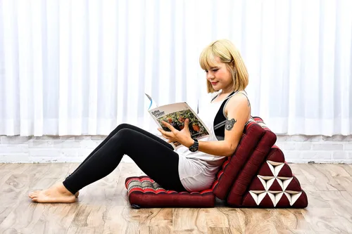 Vista 4 de Leewadee - Cómodo colchón japonés para piso - Cama tailandesa para piso con cojín triangular - Colchón futón - Estera de masaje tailandesa, 67 x 21