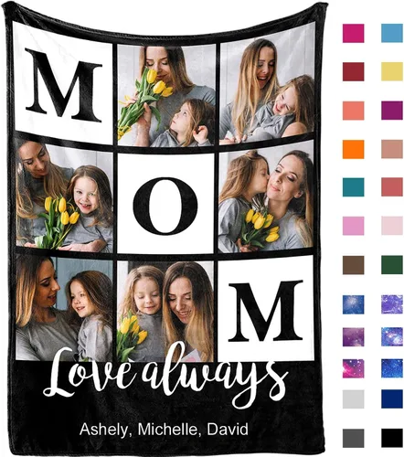 Vista 19 de Yofair envía al día siguiente, manta personalizada con foto, regalos personalizados para mamá, papá, manta con foto personalizada, regalos
