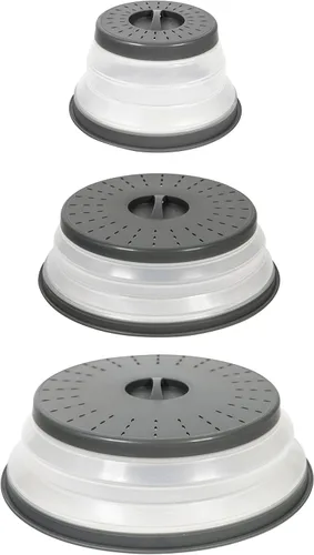 Vista 14 de Tovolo Cubierta para Plato de Microondas Pequeña en Azul Neblina Plegable Ventilada de Silicona Cubierta Antisalpicaduras para Microondas, Apta