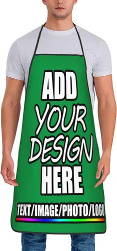 Vista 8 de Delantal personalizado personalizado para añadir nombre, foto, texto, logotipo, cocina ajustable para cocinero para hombres y mujeres