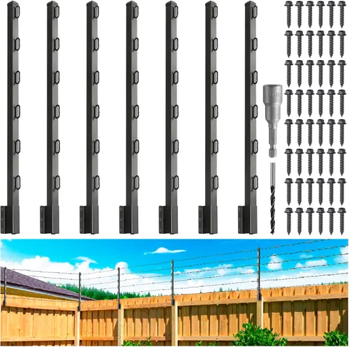 Vista 11 de Extensor de poste de valla, extensión de 23.5" de alambre de púas para vallas exteriores para aumentar la altura, proteger la privacidad y evitar