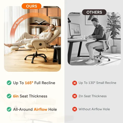 Vista 9 de Silla de oficina ergonómica FLEXISPOT con reposapiés, silla de escritorio de computadora de respaldo alto, silla de salón interior con ruedas