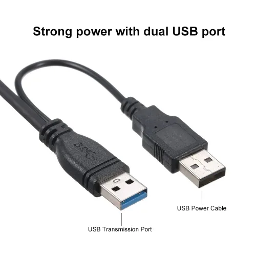 Vista 4 de chenyang Cable de alimentación Y Dual USB3.0 A macho a Micro USB 3.0 Y Cable con alimentación adicional para SSD HDD