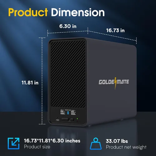 Vista 6 de GOLDENMATE 1500VA/1000W Litio UPS Respaldo de batería y protector contra Gris