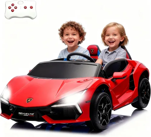 Vista 10 de FINITO Lamborghini - Automóvil eléctrico XXL con licencia de 24 V y 4 WD para niños con control remoto, puertas hidráulicas, luces LED y música