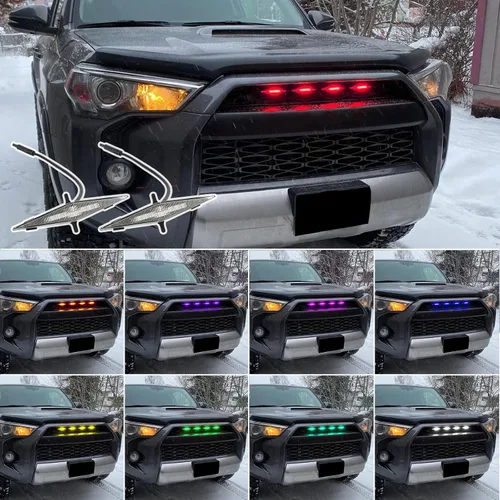 Vista 8 de Luces LED RGB para parrilla para Toyota 4Runner 2014-2019, TRD Pro 2014-2024 SOLAMENTE Front Grille LED light for 4Runner SR5,TRD Off-Road,Limited