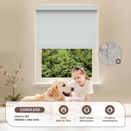 Vista 6 de Allesin ZEN Persianas Enrollables Opacas Sin Taladro Sin Herramientas para Ventanas, Persianas Enrollables Sin Cordón con Tela a Juego, Persianas