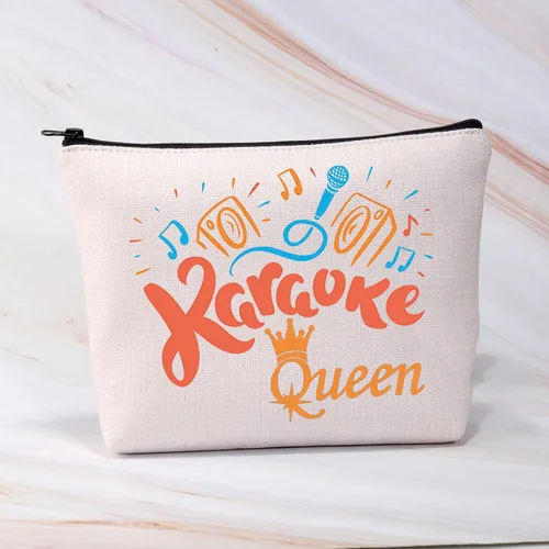 Vista 5 de BDPWSS Karaoke Queen Bolsa de maquillaje para amantes del karaoke, regalo de noche de karaoke, regalo divertido para cantar, regalo para fanáticos