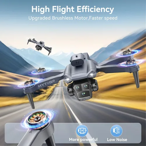 Vista 5 de Dron con cámara 1080P HD, Drones de motor sin escobillas con cámara para adultos, video WiFi en vivo, vuelo de punto de referencia, retorno de una
